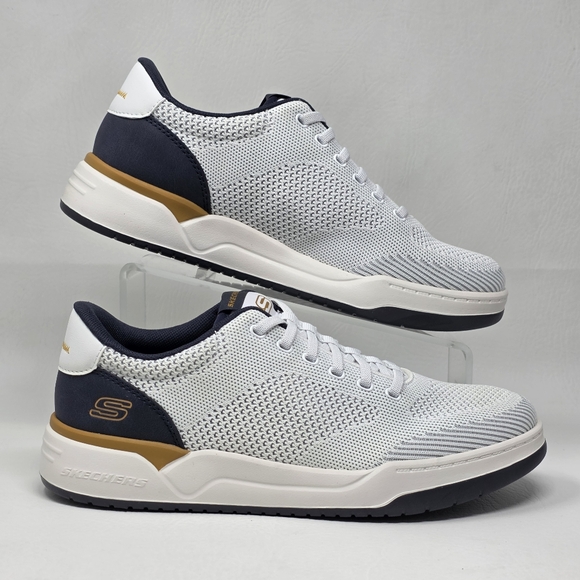 Skechers Corliss Dorset Mens Size 8.5 White Navy Blue Relaxed Fit Sneaker New - Picture 2 of 12